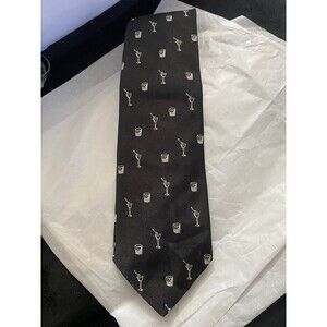 Polo Ralph Lauren Black Cocktail Motif Silk Tie Hand Made/Italy 3.5" W X 57" L
